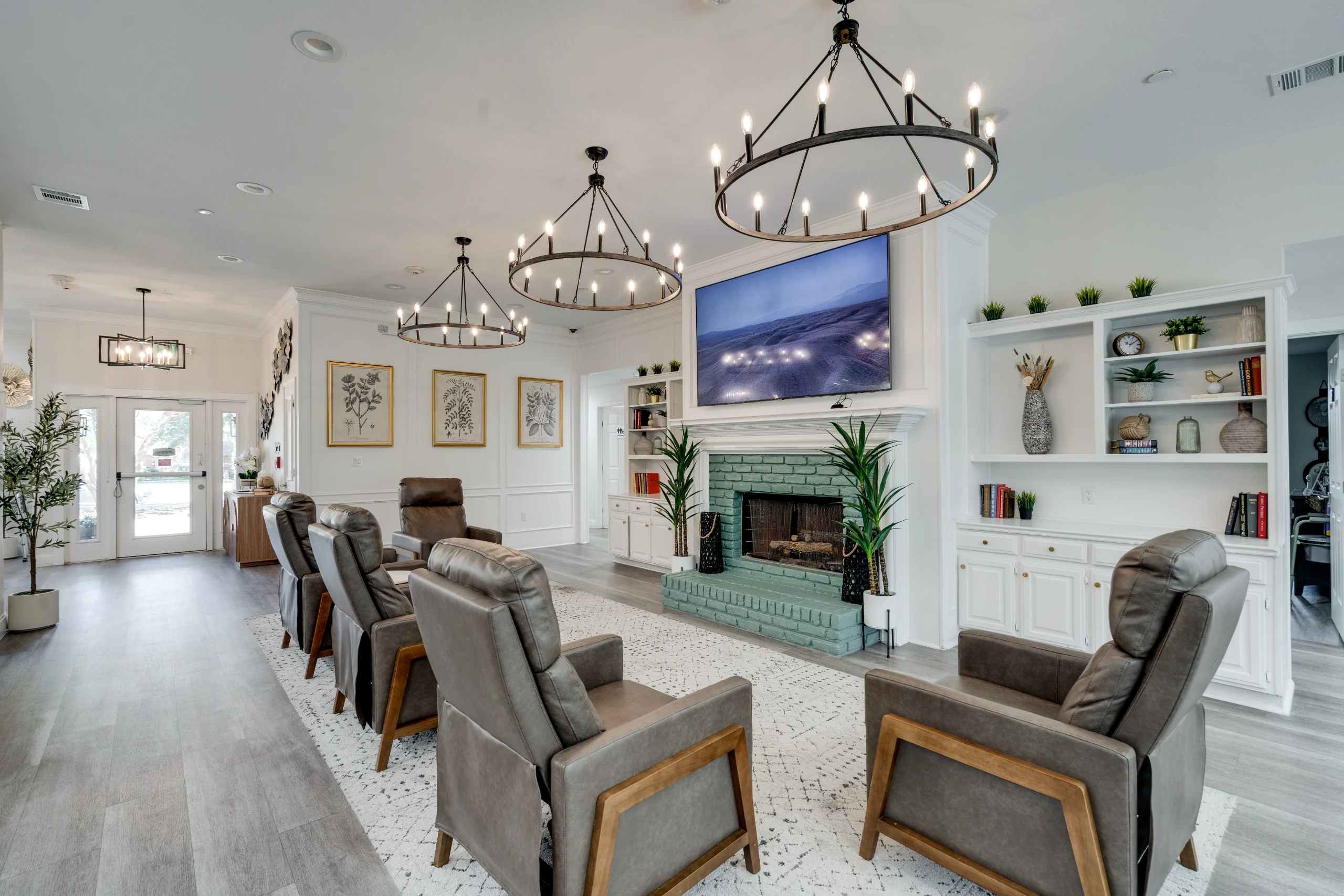Living room and fireplace