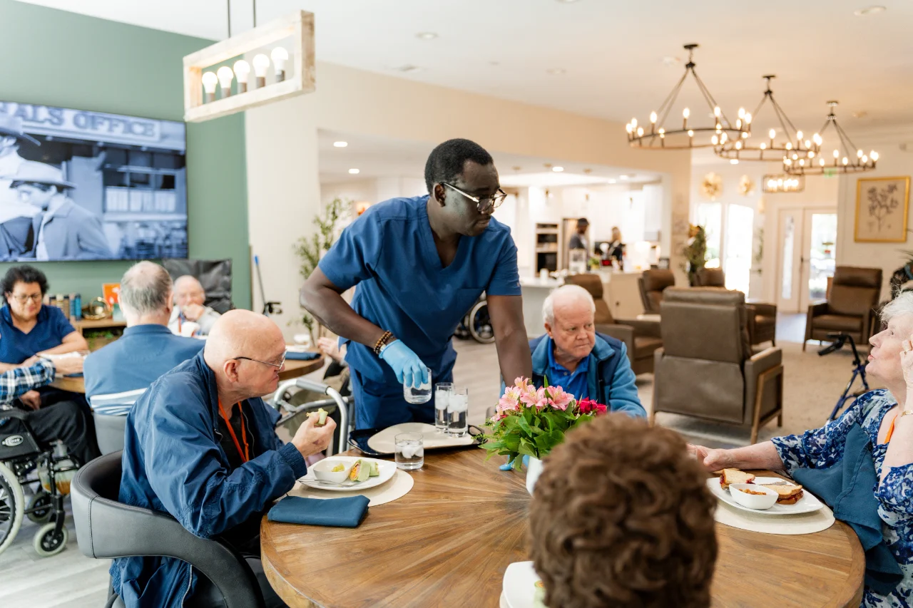 Serving drinks during a shared meal